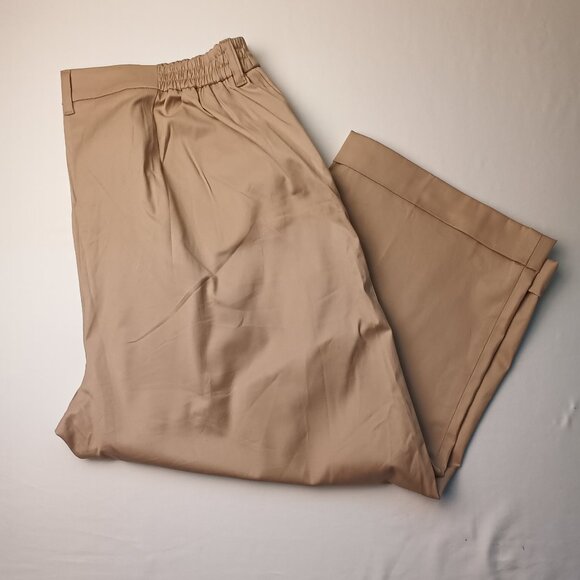 Jones New York Cropped Pants Size 18W High Rise Straight Leg Cuffed Hem Khaki - Picture 1 of 9
